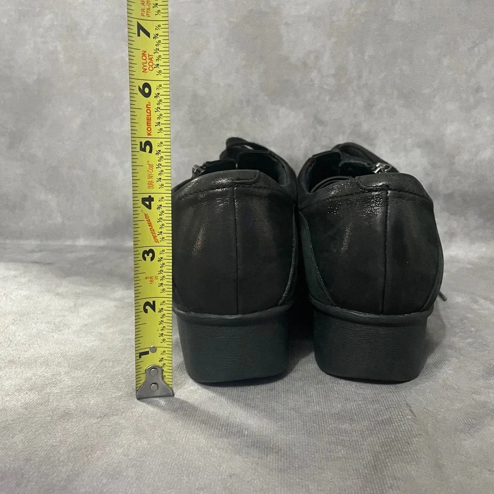 Dansko Hazel Black Leather Lace Up Comfort Shoes Womens EU 42 US 11.5 Side Zip‎